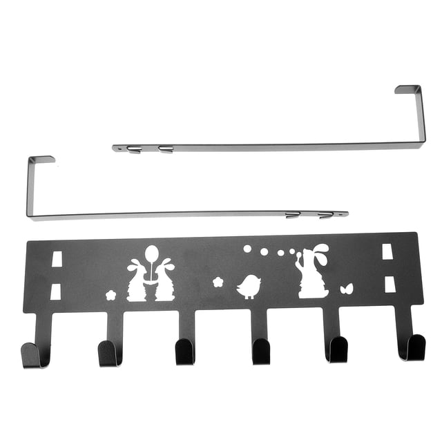 EXHUMKY Black Iron Punch Free Storage Rack Over Door Hanging Hook for Home Organization