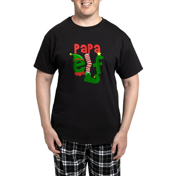 CafePress - Papa Elf - Men's Dark Loose Fit Cotton Pajama Set