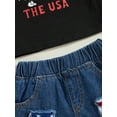 thumbnail image 6 of Inevnen 4th of July Toddler Girl Outfit American Flag Top Ripped Jeans Denim Shorts Baby Girl Summer Clothes, 6 of 8