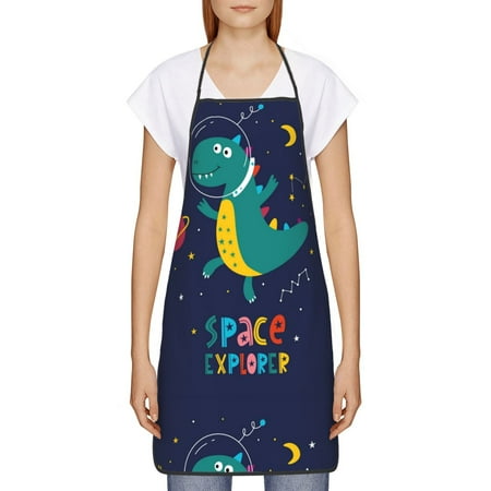 

Goofa Bib Apron Unisex Aprons Adjustable Waterdrop Resistant Cooking Kitchen Apron for Chef Dinosau Space Explorer Pattern Apron Bulk