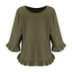 thumbnail image 2 of TaTaai Women's Casual Washed Wrinkle Solid Color Crew Neck 3/4 Sleeve Tops Soft Comfortable Fashion Pullover Blouses Versatile for Daily Home Office Gift, 2 of 5