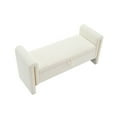 thumbnail image 6 of Cream Teddy Fabric Storage Bench with Arms, 52.3"X18.5"X24.4" Upholstered Foot Rest Ottoman for Bedroom, Living Room & Dorm (Plywood Frame, 41.7"X14.37" Storage Compartment), 6 of 10