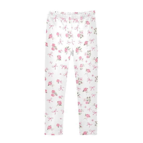 joogoo Girls' Leggings Rose Bow Flower Yoga Pants 6T