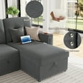 thumbnail image 6 of Homfa Gray Sofa Bed with Storage & USB Charging Port, U Shaped Sofa Bed Couches with Storage & Pull out Bed for Living Room, 6 of 10