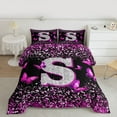 thumbnail image 2 of Feelyou Glitter Letter S Full Size Comforter Sets for Girls, Dreamy Kawaii Butterfly Bedding Comforter Set, Fashion Romantic Reversible Bedding Sets, Super Cozy Room Decor, 3pcs, 2 of 8