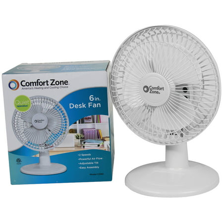 Best Comfort Zone Desk Fan - Whisper Quiet, 2 Speed, 6 (CZ6D) deal