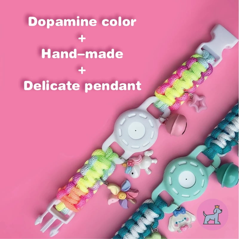 E EYAFA Handmade Dopamine Cat Collar with FindMy GPS Tracker｜AirTag Compatible｜5m Accuracy｜Anti-Lost