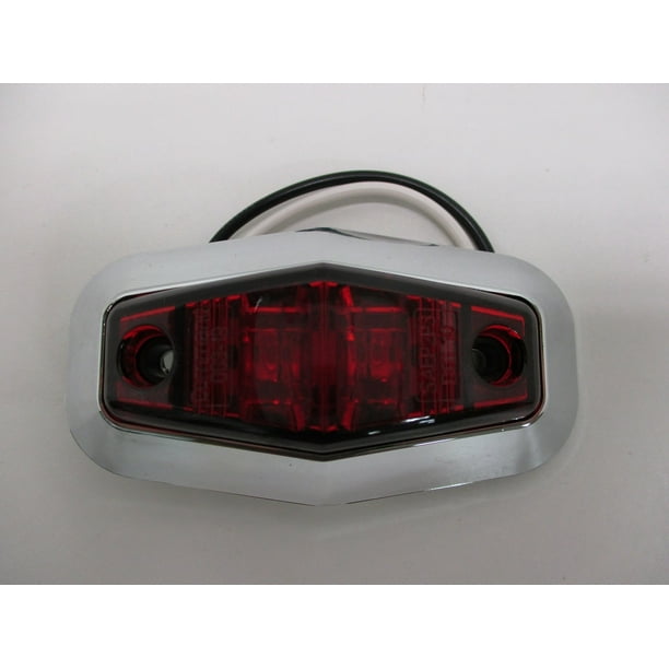 Red LED Truck Camper Trailer Side Marker Clearance Light / Chrome