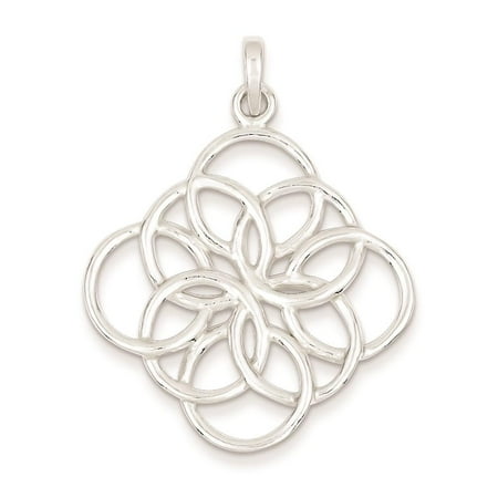 925 Sterling Silver Polished Intertwined Circles Charm Pendant 34mm x 30mm