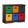 RiverRidge Kids 6 Bin Storage Cabinet - Espresso/Primary