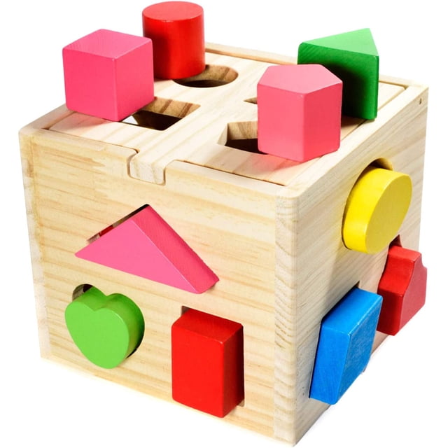 Juguete de rompecabezas de cubo de madera para bebés pequeños para promover el reconocimiento de formas brillar Electrónica