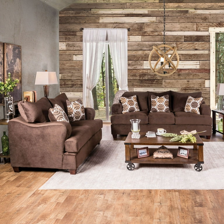 Furniture of America Transitional Fabric Valvo 2-Piece Sofa Set