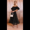 thumbnail image 4 of Vestidos Largos de Mujer con Escote Cuadrado, Corta Abullonada y Fruncido, Corte A, con y Fruncido. Negro M, 4 of 10