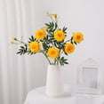 thumbnail image 6 of bestolf Artificial Marigold 3 Head UV Resistant Fake Silk Flower with Leaves Indoor Outdoor Garden Table Centerpiece Faux Bloom Decoration, 6 of 7