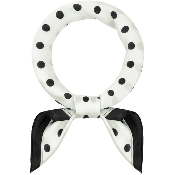 INSPIRAR CHIC Mujeres Pañuelo Vintage de Lunares de los años 50, Pañuelo Cuadrado de Satén Sedoso Retro 50s, Bandanas para la Cabeza 70x70cm Crema
