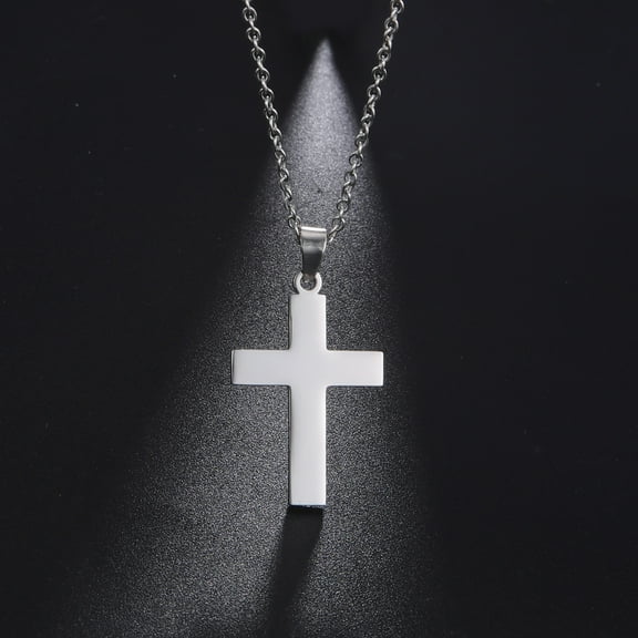EUEAVAN Silver Cross Pendant Stainless Steel Necklace Jewelry