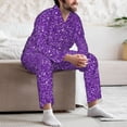 thumbnail image 7 of Naloa Glitter Purple Men’s Pajamas Set - Long Sleeve Button Down Sleep Shirt and Pajama Bottoms Sleepwear Set-Medium, 7 of 7