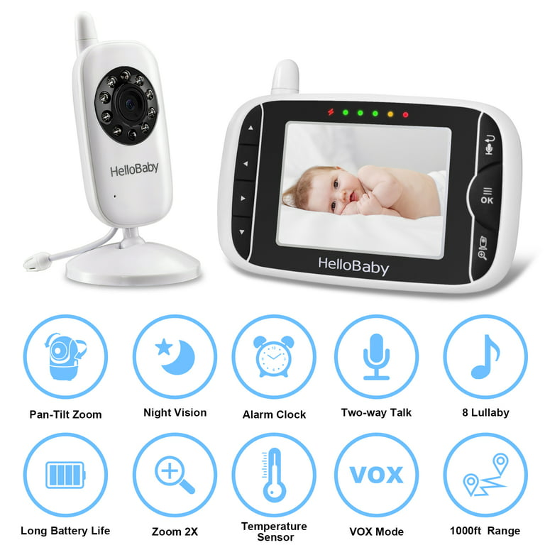 HelloBaby HB32 Babyphone Caméra 3.2 Pouces Digital Radio LCD Vision  Nocturne