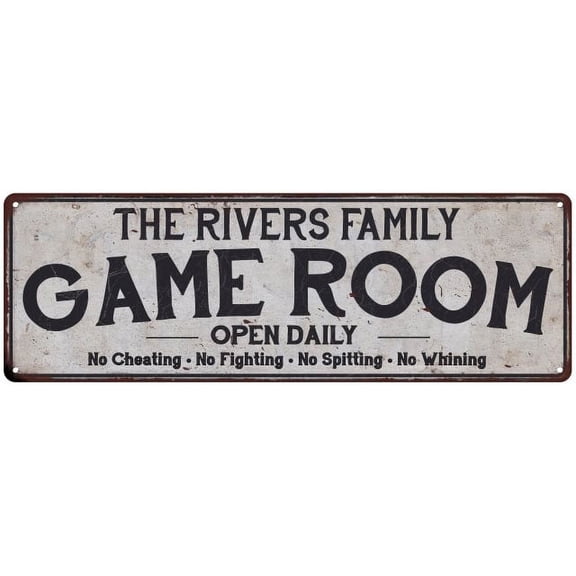 THE RIVERS FAMILY Game Room Country Metal 8x24 Sign 108240042580