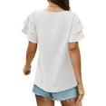thumbnail image 6 of Mittory Womens Summer Tops Ruffle Short Sleeve V Neck T-Shirts Business Casual Loose Fit, 6 of 7
