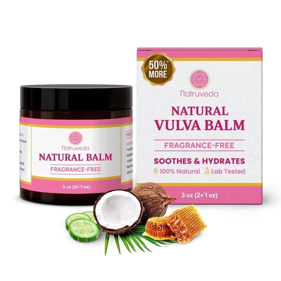Fragrance Free Vulva Balm for Women – External Intimate Care for Dryness, Irritation & Menopause Support – 5 Ingredient Moisturizing Balm with Cucumber Extract – 3 oz (85g Total, 2 oz   1 oz) (Pack o
