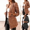 thumbnail image 6 of Brnmxoke Blazer Clearance Plaid Tweed Blazer Jacket for Women Casual Long Sleeve Double Breasted Lapel Office Fall Winter Coat with Pockets, 6 of 6