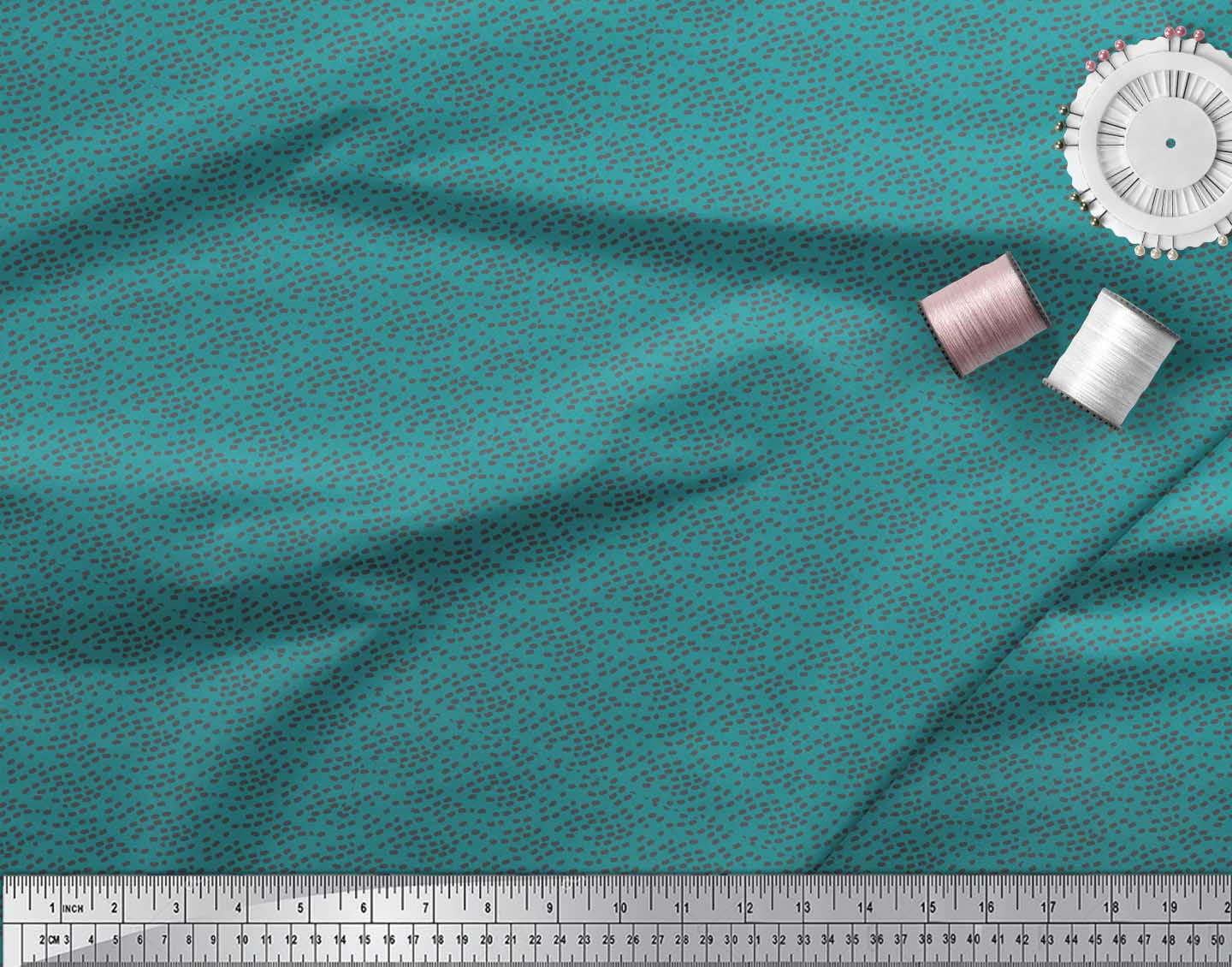 Soimoi Green Poly Georgette Fabric Brush Stroke & Dots Abstract Decor Fabric Printed Yard 42 Inch Wide
