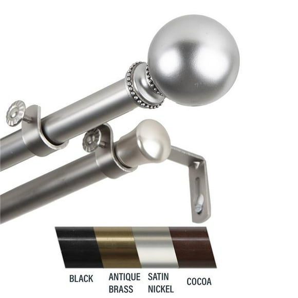 Central Design Julian 0.81 in. Double Curtain Rod, 28-48 in. - Satin Nickel