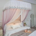 thumbnail image 4 of Mosquito net bed, luxurious bed canopy made of mesh & fabric, with ruffle decoration, double-layer canopy for bedroom decoration,, 4 of 8
