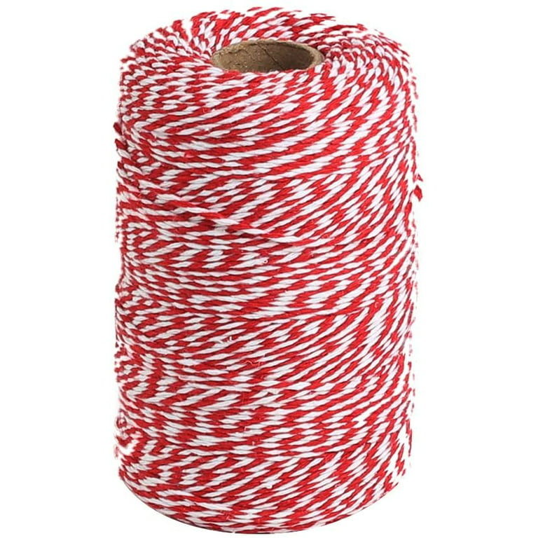 328 Feet Red and White Christmas Twine - Durable Christmas Packing String  Wrapping ,Tying Cake ,Pastry Boxes，Cotton Bakers and Other DIY Crafts 