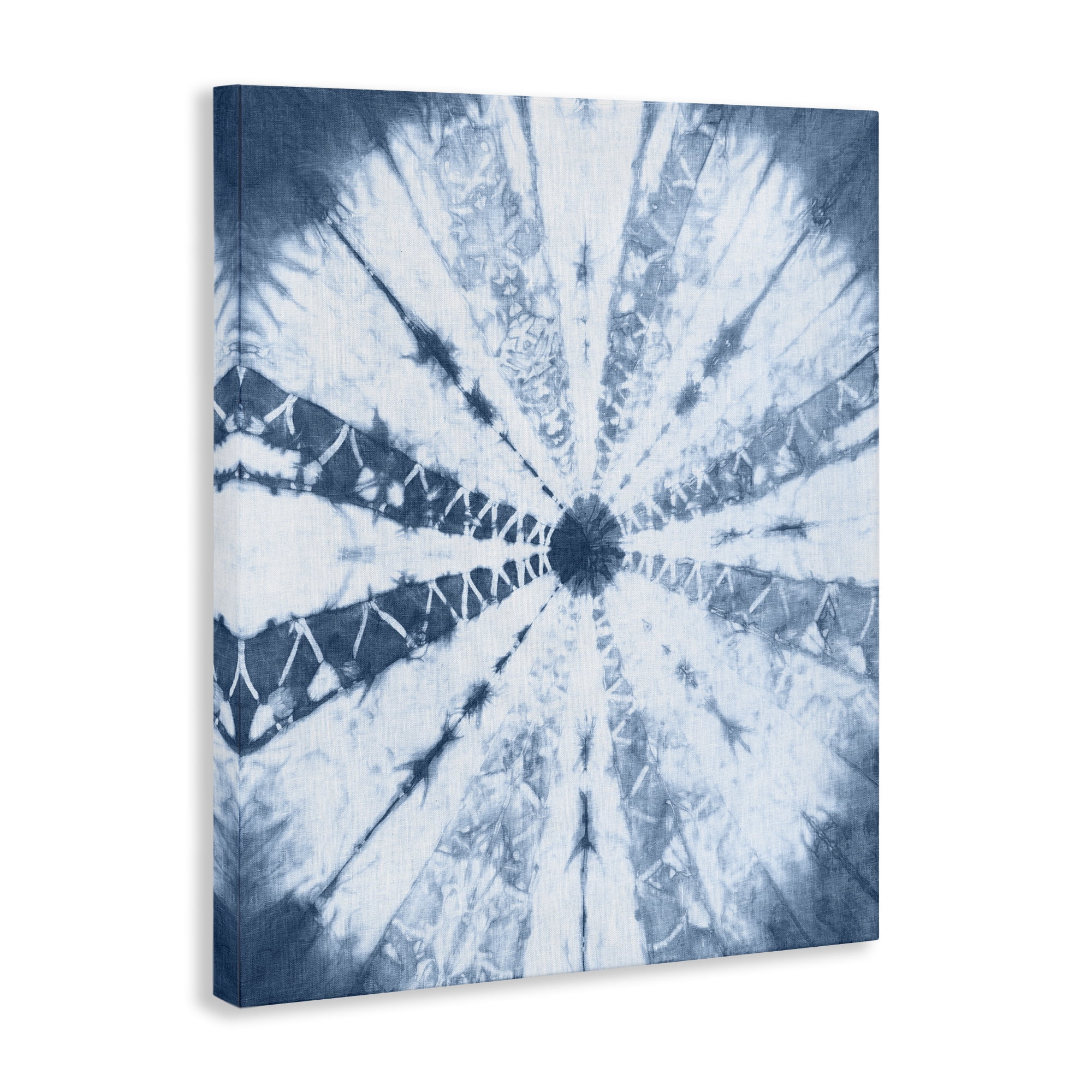 Stupell Industries Blue Tie Dye Sunburst Abstract Painting Gallery Wrapped Canvas Art Print Wall Art, 30 x 40