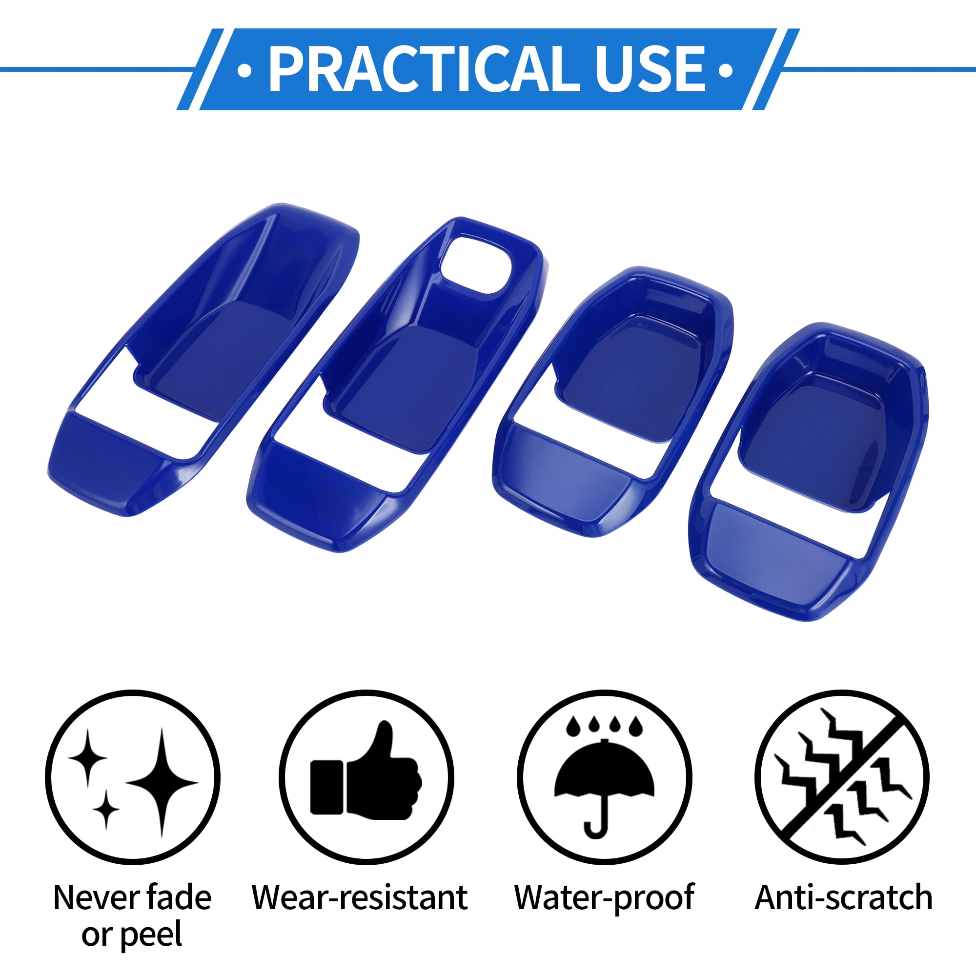 Unique Bargains 4 Pcs Door Bowl Cover Trim Compatible for Jeep Wrangler JL 2018-2022 ABS Blue Exterior Accessories