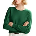 thumbnail image 1 of Chandails Confortables pour Femmes! Fadeal Chandail Tricoté Uni Printemps et Automne Hiver avec Col Rond et Style à Manches Longues, Vert Menthe 2TG, 1 of 4