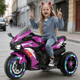 thumbnail image 3 of HNH Kids Ride On Motorbike Toys Age 2-6, Kids Motorcycle Tricycle with 3 Wheel, 12V Electric Ride on Motorcycle with Light Wheel & Bluetooth Music-Purple, 3 of 12
