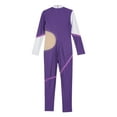 thumbnail image 6 of iiniim Kids Girls Rhinestone Full Body Unitard Gymnastics Leotard Long Sleeve Mock Neck Skating Jumpsuit Bodysuit Purple 16, 6 of 7