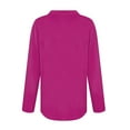 thumbnail image 4 of Mohiass Womens Polo Shirts Button Down Collared Long Sleeve Tops V Neck Loose Blouses Hot Pink 2XL, 4 of 7