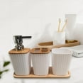 thumbnail image 3 of Elegant Bathroom Accessories Set 4Pcs Hydraulic Shampoo Dispenser Cup Toothbrush Holder Mouth Cup, 3 of 10
