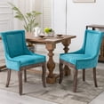 thumbnail image 2 of Resenkos Thickened Fabric Dining Chairs Set of 6, Farmhouse Tufted Modern Upholstered Ultra Side Chairs Blue, 2 of 12