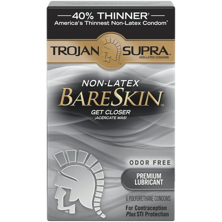 Trojan Supra Non-Latex Bareskin Lubricated Condoms, 6