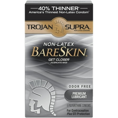 Trojan Supra Non-Latex Bareskin Lubricated Condoms, 6 (Best Type Of Condoms For Female Pleasure)