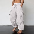 thumbnail image 5 of Leesechin Men's Baggy Cargo Pants Trendy Casual Parachute Pant Loose Fit Harem Joggers with Pockets for Streetwear, 5 of 7