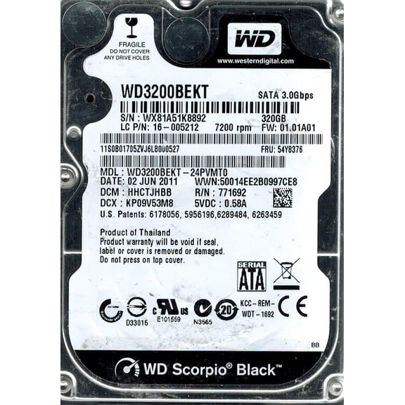 Western Digital WD3200BEKT-24PVMT0 320GB DCM: HHCTJHBB