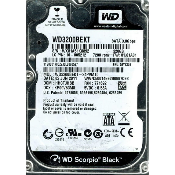 Western Digital WD3200BEKT-24PVMT0 320GB DCM: HHCTJHBB