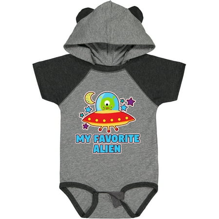 

Inktastic My Favorite Alien in Spaceship with Moon and Stars Gift Baby Boy or Baby Girl Bodysuit
