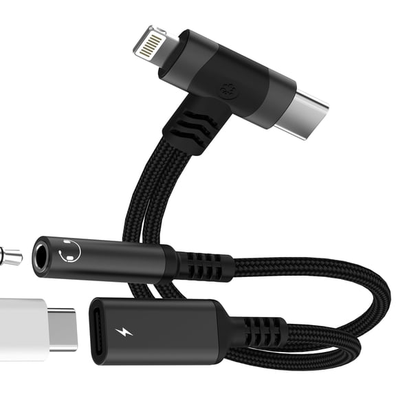 USB C Lightning to 3.5mm Headphone Jack Adapter for iPhone 17 16 15 14 Pro Max AUX Audio Cable Charger Splitter Compatible for Samsung S26 S25 Type C Connector for iPad Android Car Earphone Converter