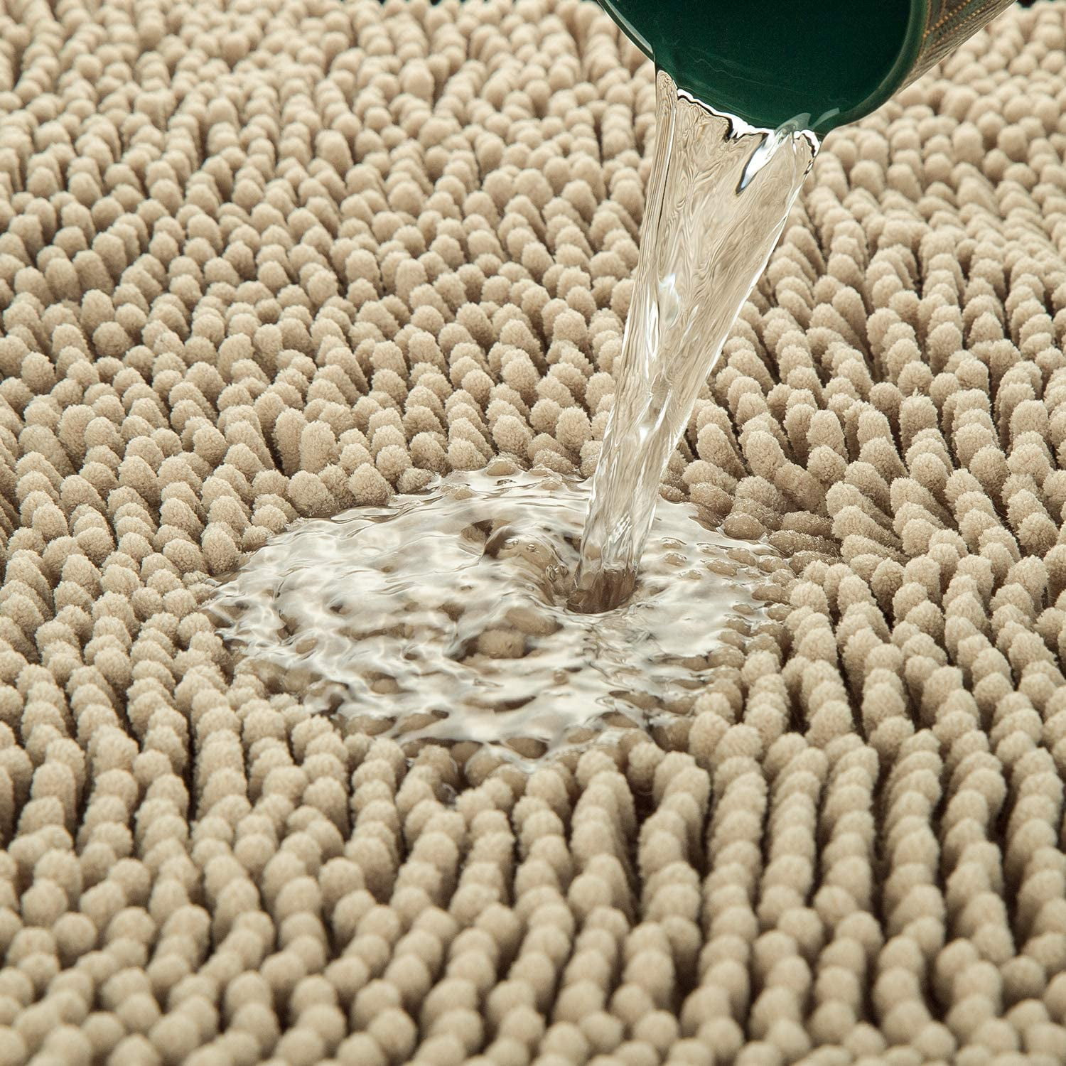 Softlife Luxury Soft Bathroom Non-Slip Rug Shaggy Bath Mat,20"x32",Camel