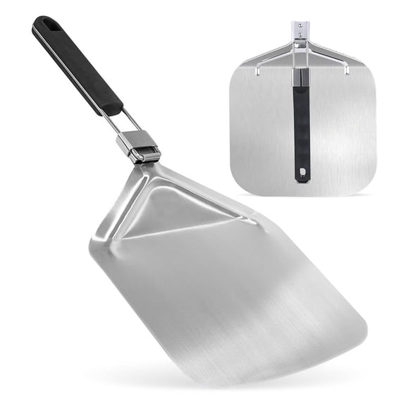 NutriChef 12” x 25” Aluminum Pizza Peel Durable Metal Spatula W/ Folding Handle for Easy Storage
