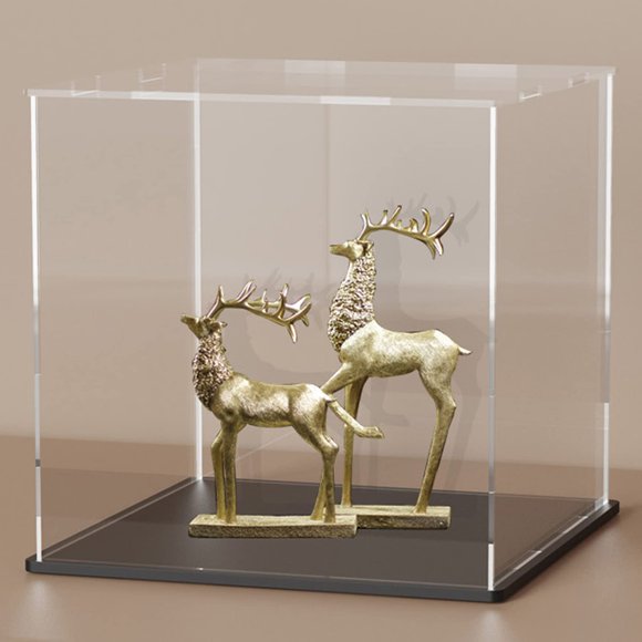 Vitrina acrílica SVENJBB con forma de cubo de 15 x 15 x 15 cm con base negra