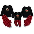 thumbnail image 3 of Sinhoon Matching Family Pajamas Sets Christmas Matching Holiday Pjs Letter Print Top and Plaid Pants Sleepwear (Black-Women/XXL), 3 of 7