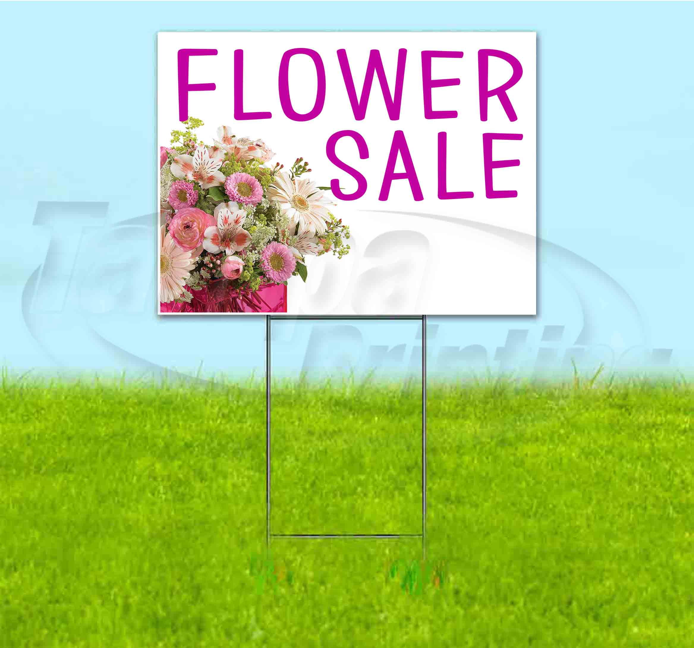 Flower Sale (18" x 24") Yard Sign, Includes Metal Step Stake
